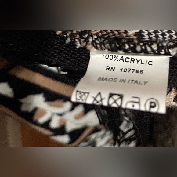 Flora and Ashley Made in Italy Black and White Patterned Cardigan with Fringe L - Picture 5 of 6